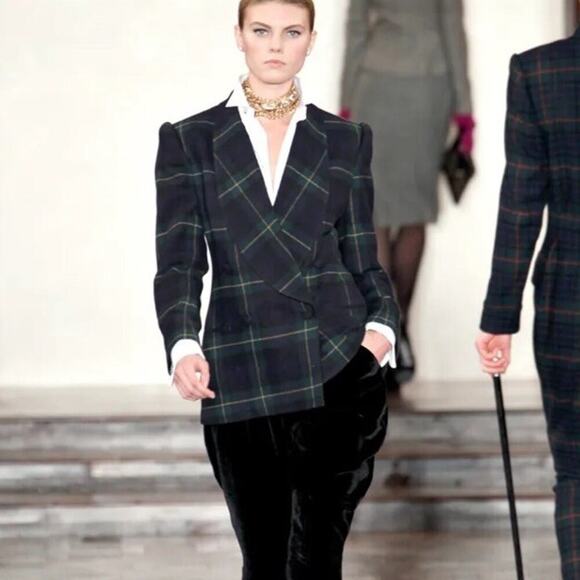 Ralph Lauren Collection Purple Label Tartan Plaid Dress Jacket Blazer 14 Runway - Picture 1 of 7